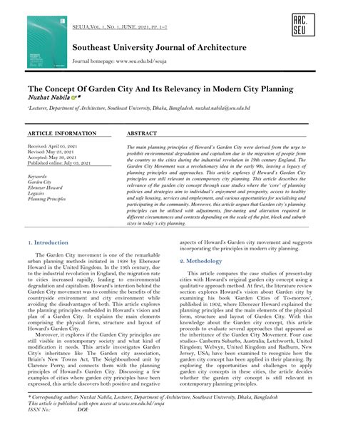 The Concept Of Garden City And Its Relevancy in Modern City .